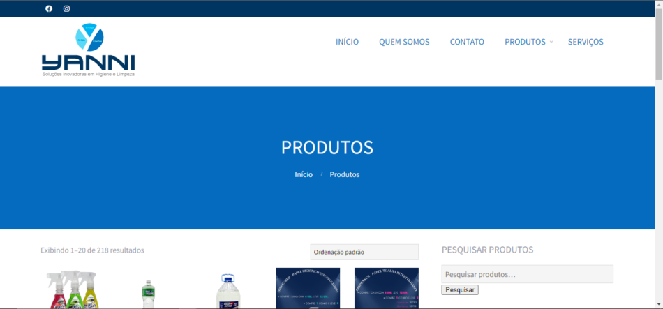 Página de Produtos